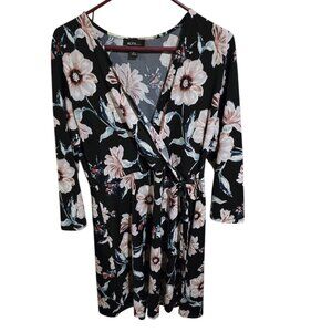Alyx Black Floral Dress 3/4 Sleeves